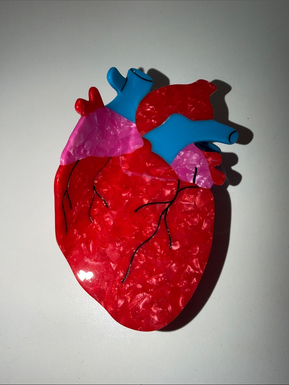 Anatomical Heart Hair Clip - Red, Blue & Pink
